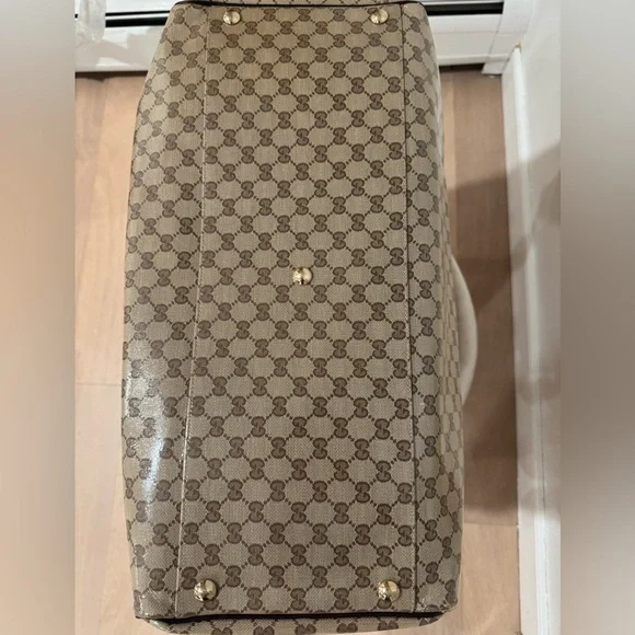 Gucci Crystal Monogram Large Carry On Duffle Weekender Bag Dark Brown - Picture 7 of 15
